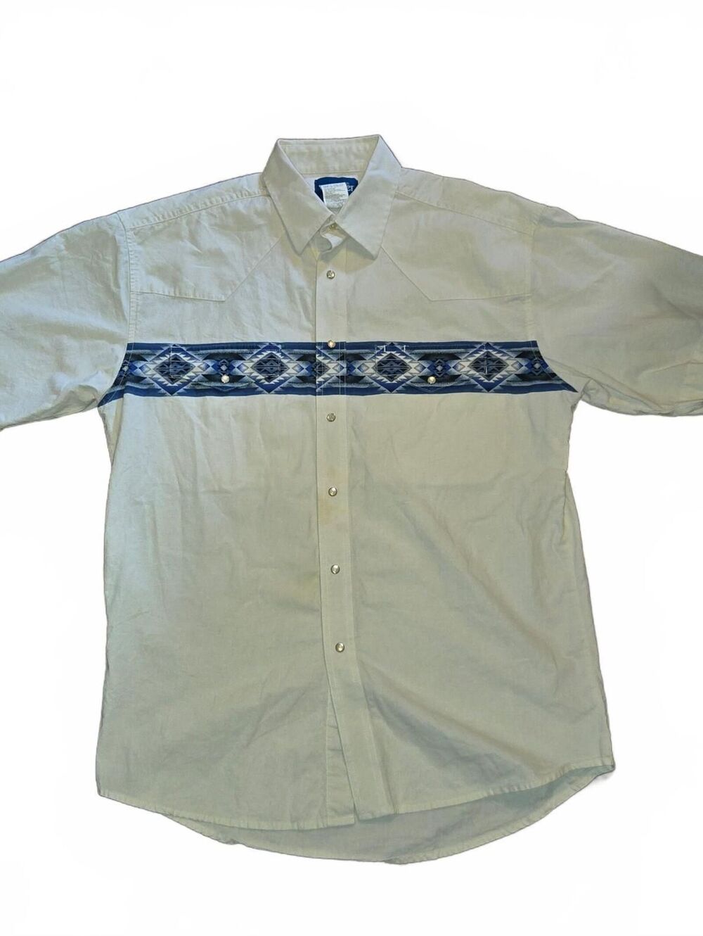 Vintage Wrangler Western Shirt L Wrap Around Aztec Geometric Pearl Snap Shirt